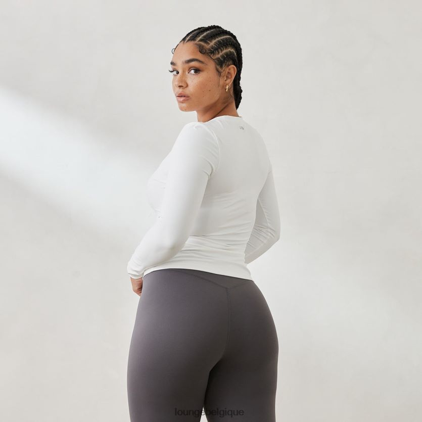 être Lounge femmes haut zippé essentiel à manches longues blanc cassé Z66B8F850 vêtements