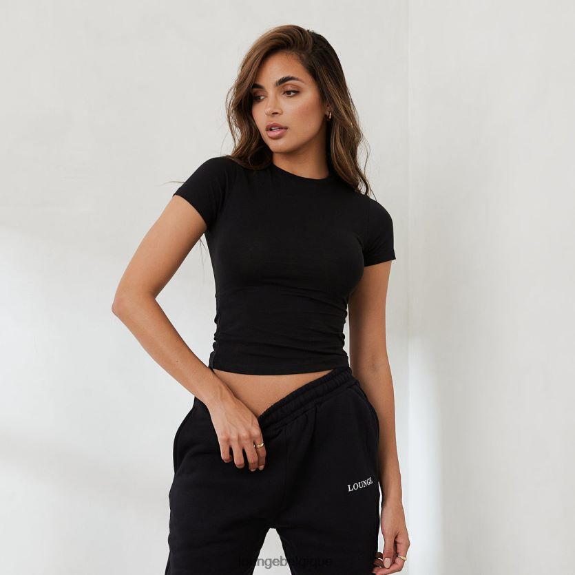 être Lounge femmes t-shirt ajusté essentiel à manches courtes noir Z66B8F834 vêtements