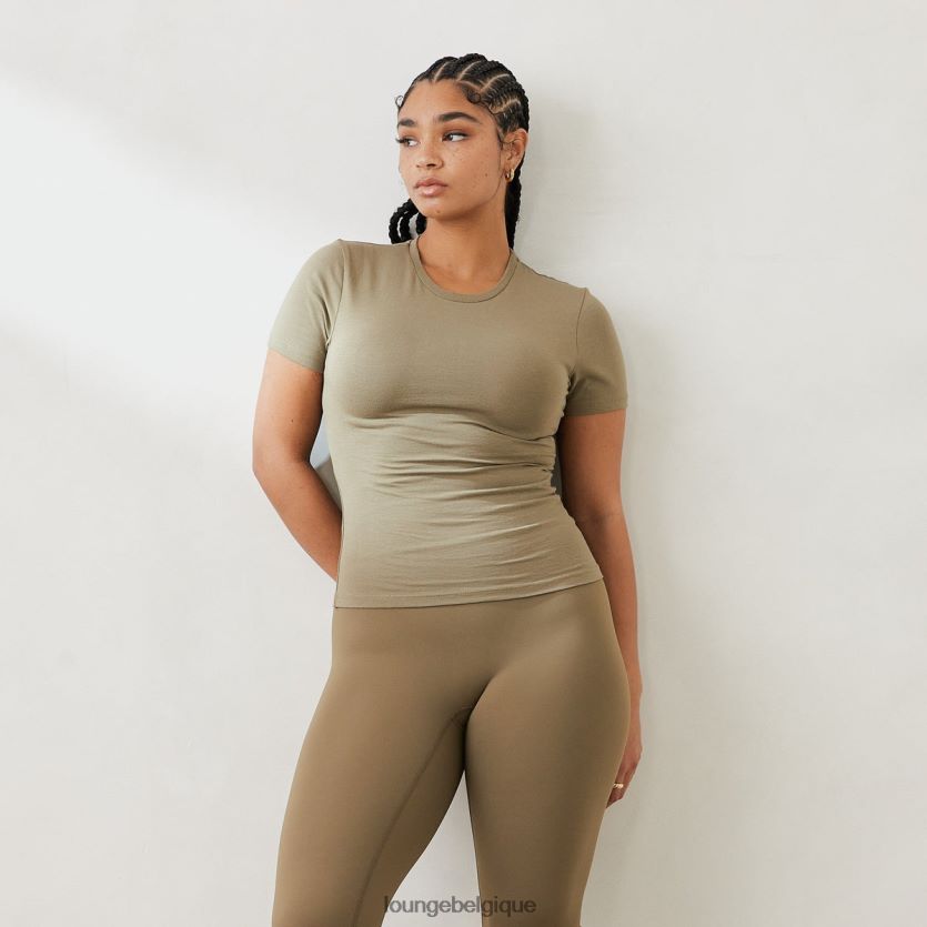 être Lounge femmes t-shirt ajusté essentiel à manches courtes olive Z66B8F832 vêtements