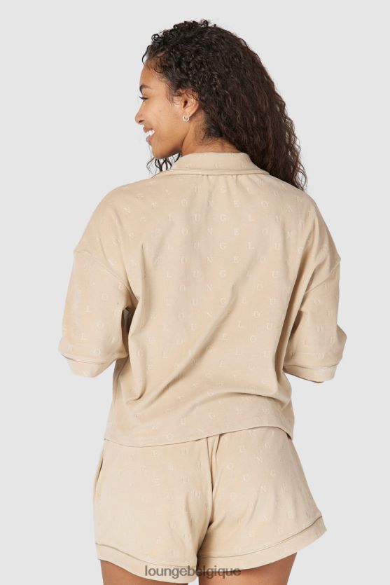 être Lounge femmes chemise de pyjama de luxe à relief vison Z66B8F955 vêtements