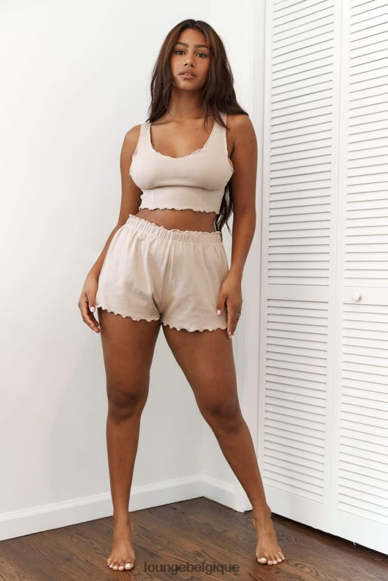 être Lounge femmes short de pyjama à volants vison Z66B8F925 vêtements